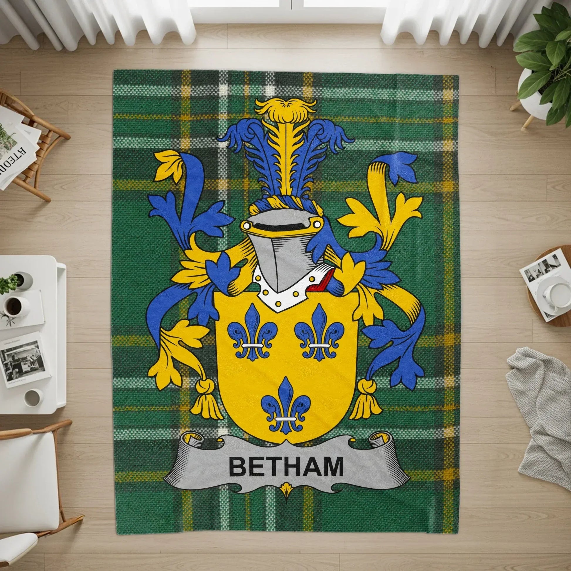 Betham Family Crest Plaid Design Custom Rug product