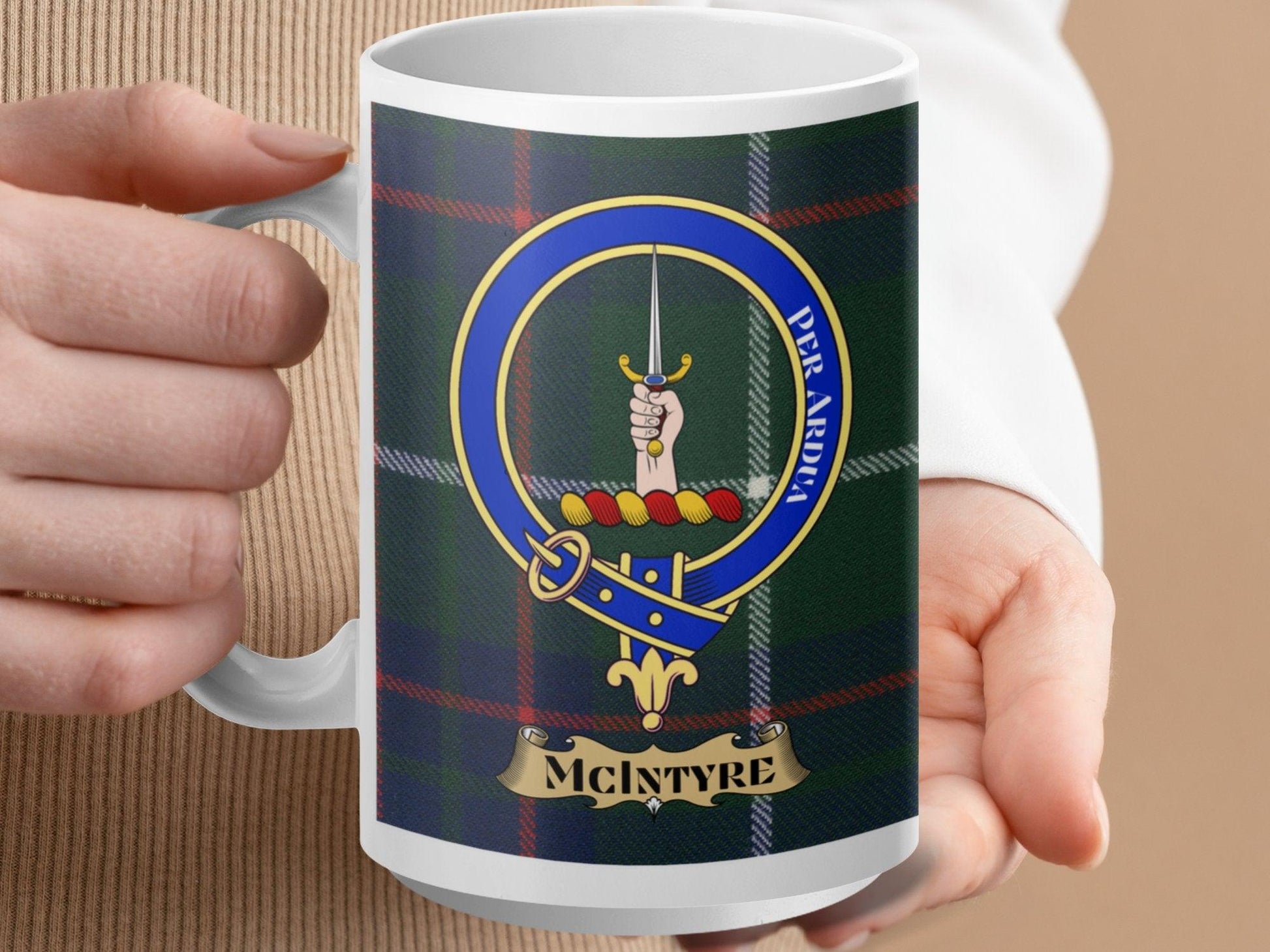 Scottish Clan McIntyre Tartan Crest Plaid Pattern Mug - Living Stone Gifts