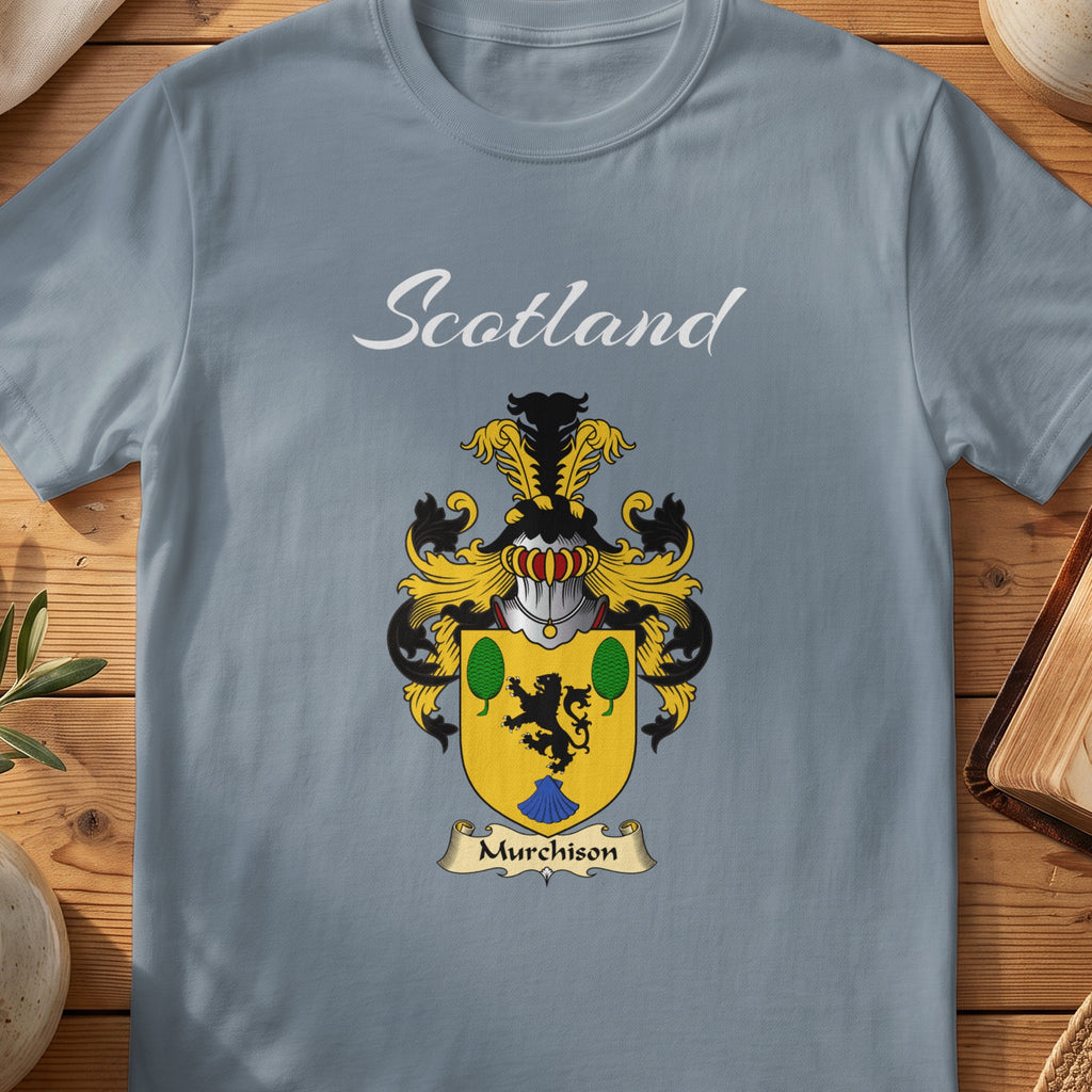 Murchison Scottish family shield T-shirt in Stone Blue
