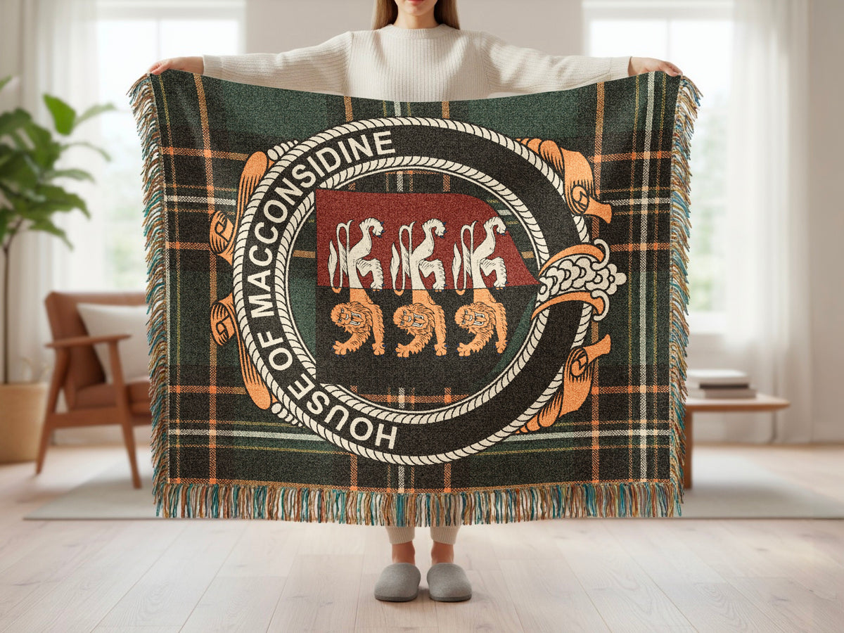 MacConsidine surname blanket showing Irish National Tartan woven design