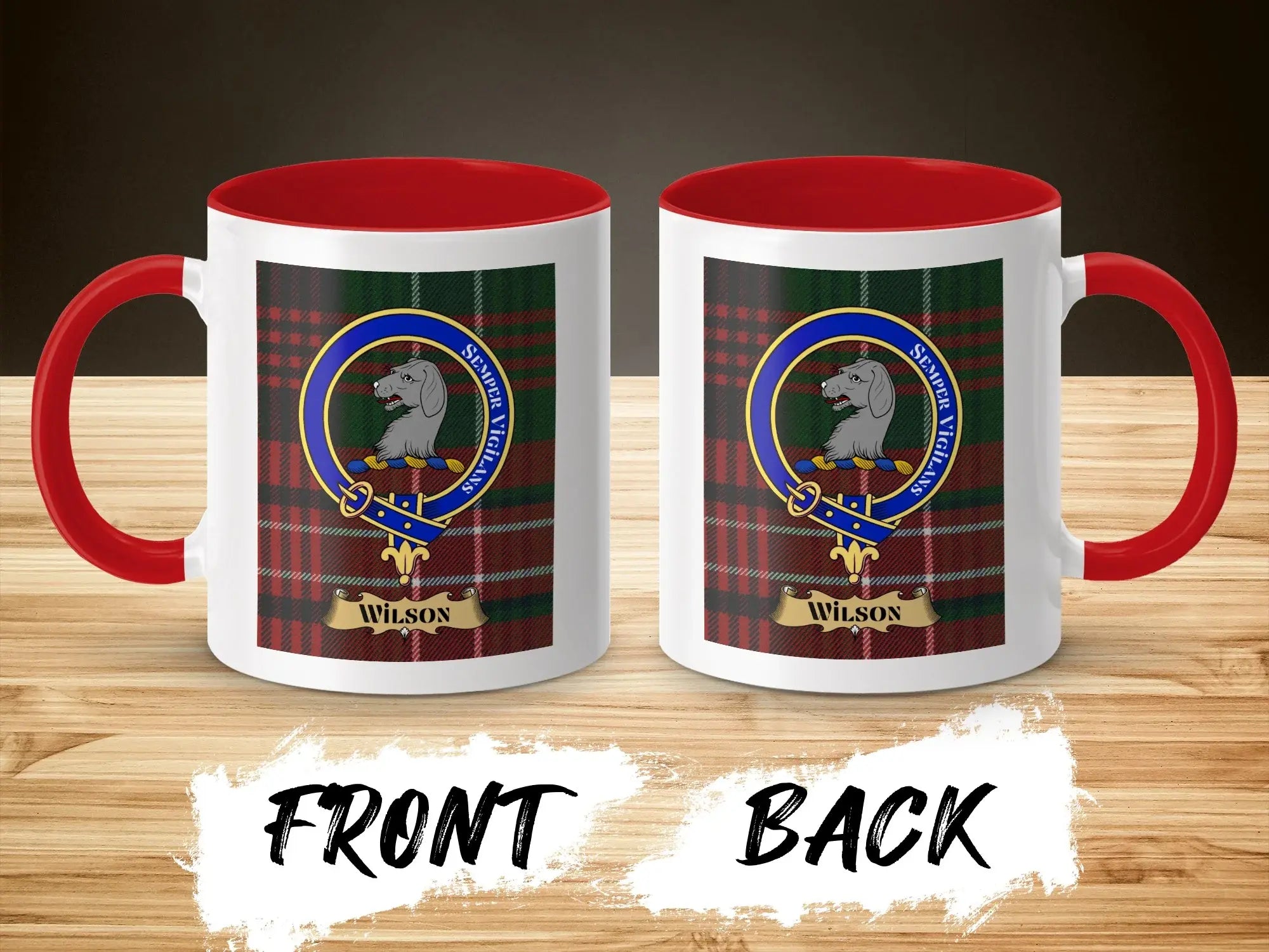 Wilson Semper Vigilans Clan Crest Tartan Mug