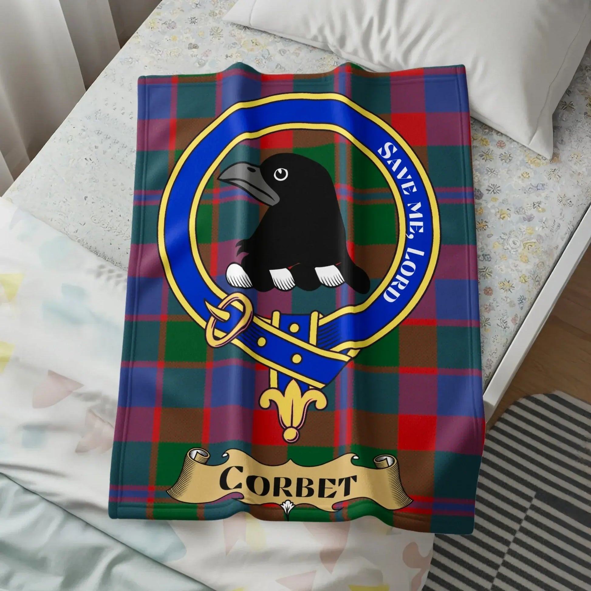 Corbet Clan Crest Tartan Blanket product