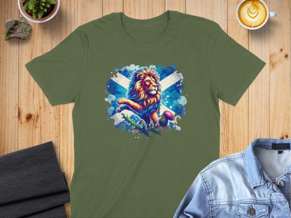 Majestic Roaring Lion with Thistle Watercolor T-Shirt - Living Stone Gifts