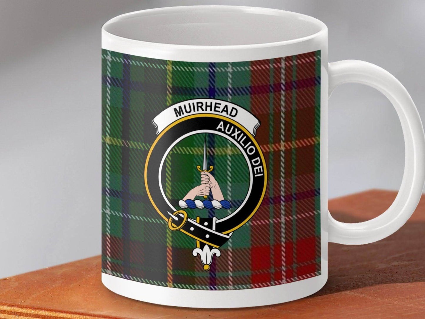 Tartan Mug Clan Muirhead Auxilio Dei Design Coffee product