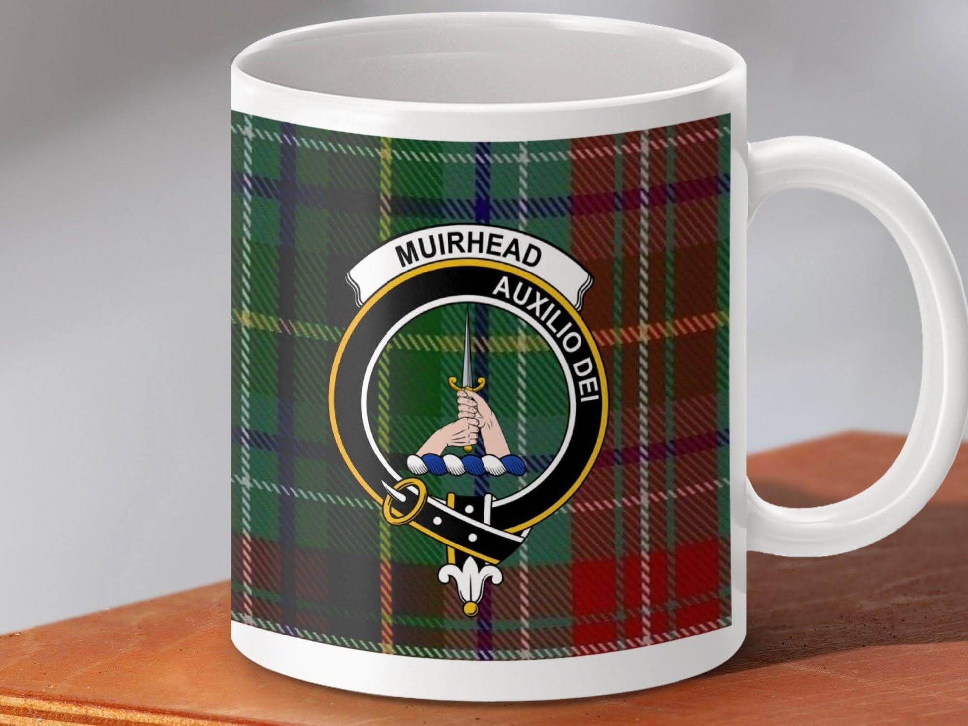 Tartan Mug Clan Muirhead Auxilio Dei Design Coffee product