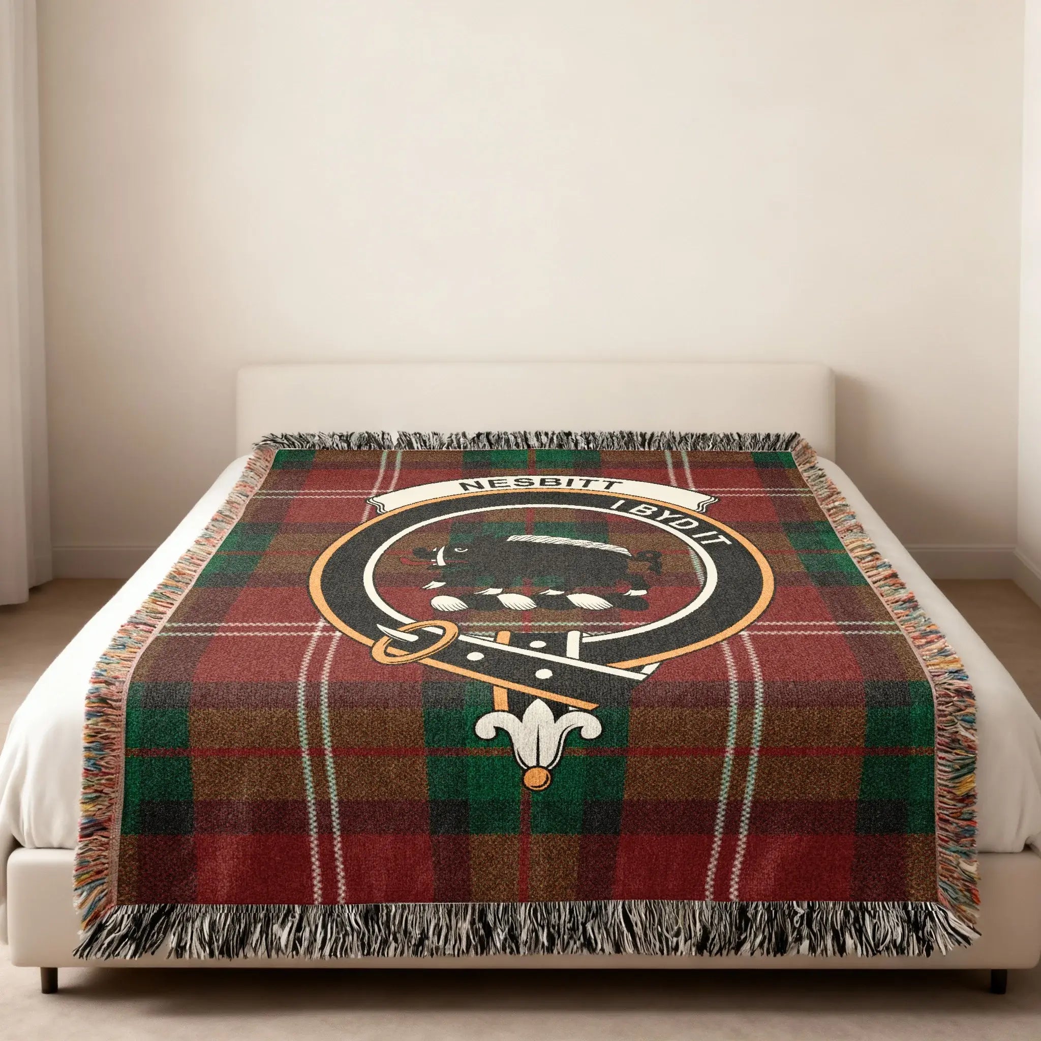 Nesbitt Family Crest Plaid Throw Blanket