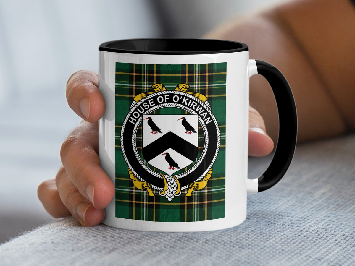 Kirwan Irish National Tartan mug with family crest emblem