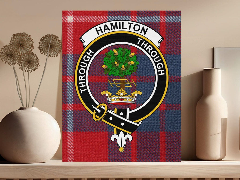 Hamilton Scottish Clan Crest Tartan Canvas - Celtic Ancestry Gifts