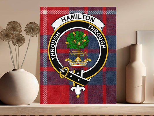 Hamilton Scottish Clan Crest Tartan Canvas - Celtic Ancestry Gifts