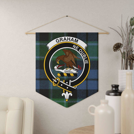 Graham Clan Scottish Tartan Heraldic Crest Wall Pennant - Celtic Ancestry Gifts