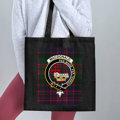 Clan MacDonald Crest Tartan Background Tote Bag - Living Stone Gifts