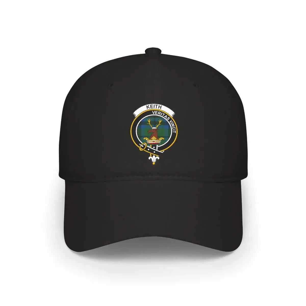 Keith clan crest tartan cap — 100% cotton with Veritas Vincit heraldic design