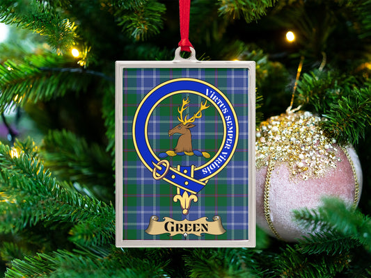 Virtus Sideris Green Tartan Stag Deer Ornament product