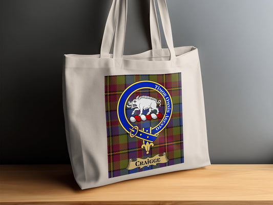 Craigge Scottish Clan Crest Tartan Tote Bag - Living Stone Gifts