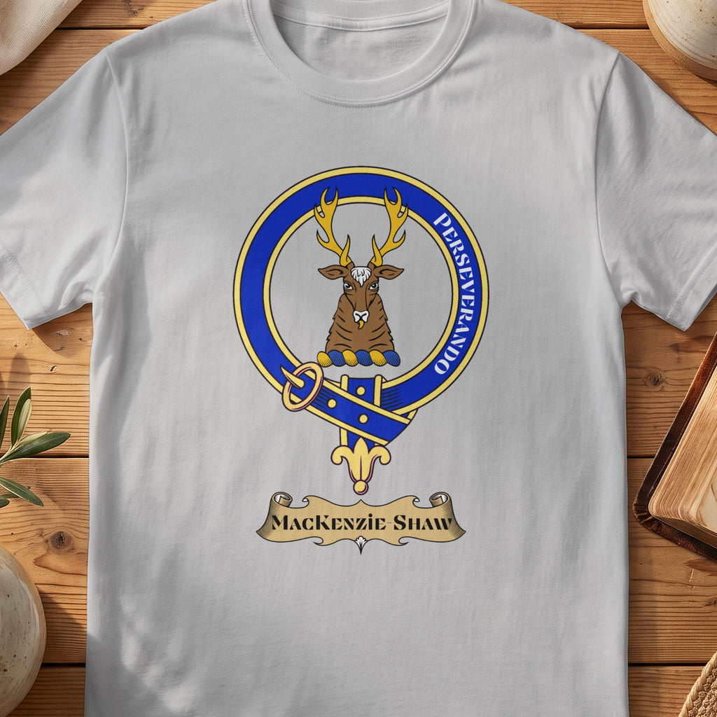 Mackenzie Shaw Scottish clan crest T-shirt in Sport Grey