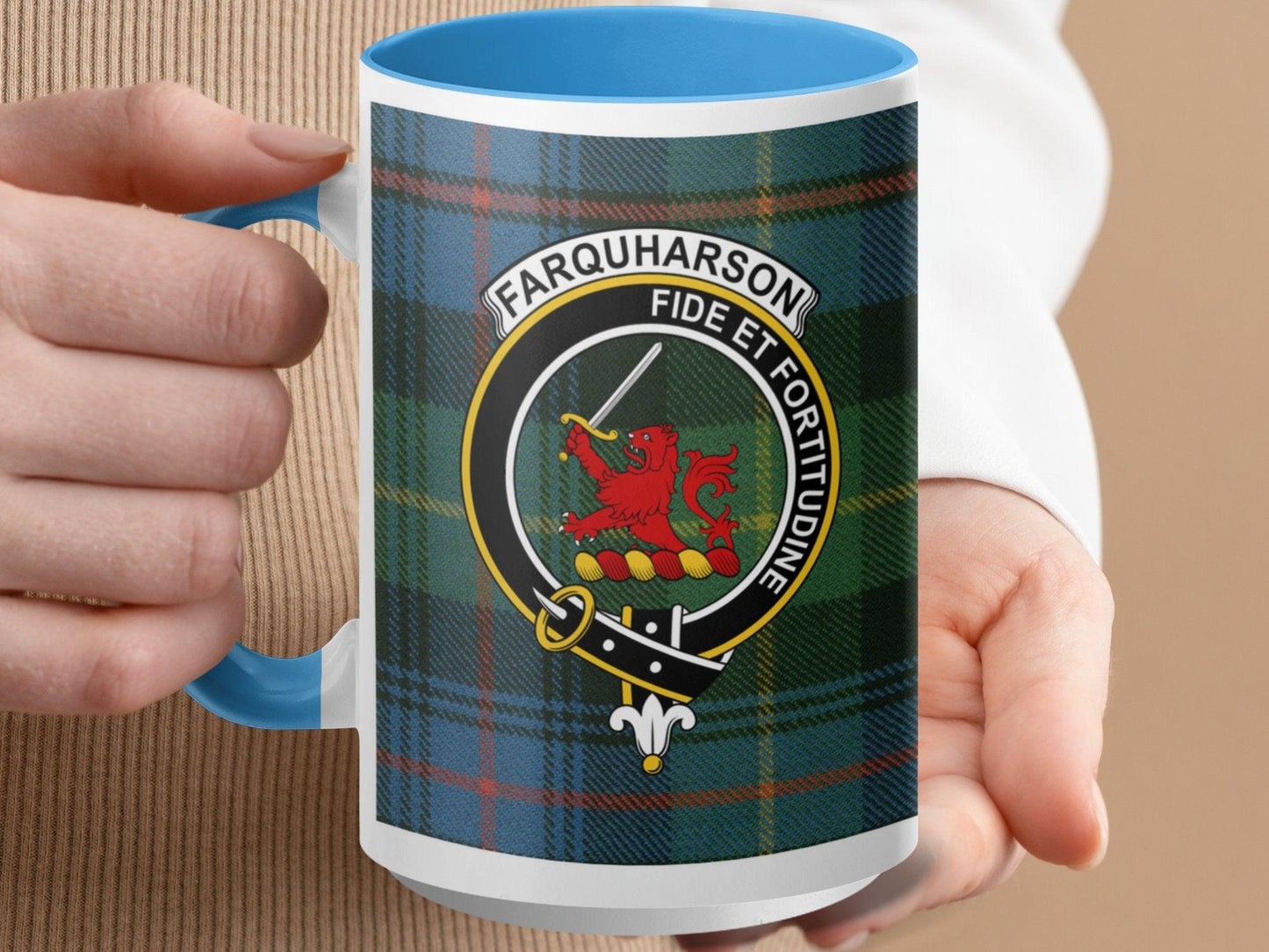 Farquharson Clan Tartan Crest Mug with Scottish Heritage - Living Stone Gifts