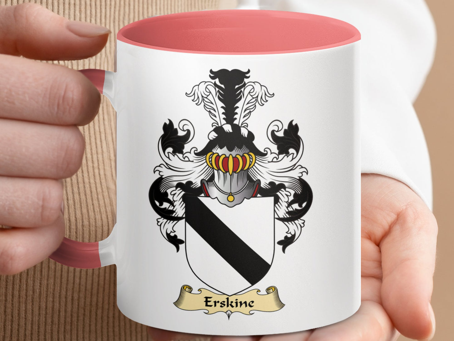 Clan Erskine Scottish Coat of Arms Design Accent Mug - Living Stone Gifts