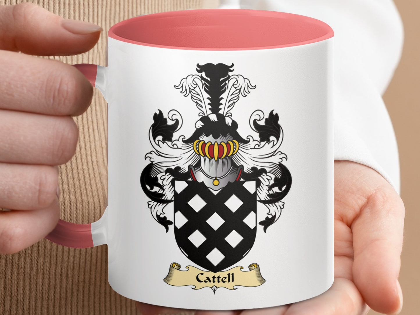 Clan Cattell Scottish Coat of Arms Accent Coffee Mug - Living Stone Gifts