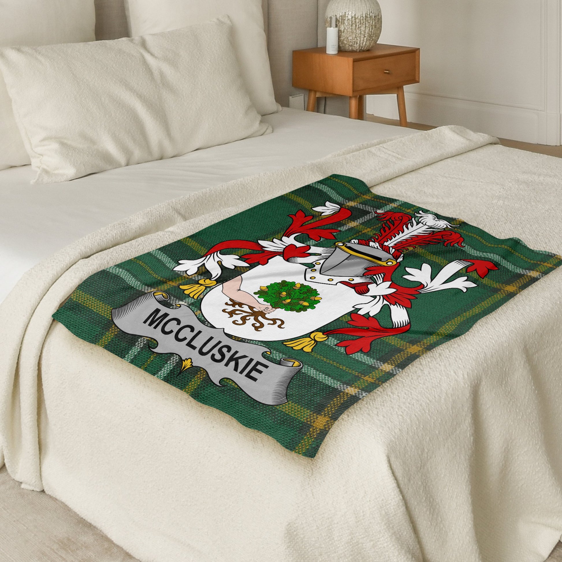 McCluskie Surname Irish National Tartan Throw Blanket - Living Stone Gifts