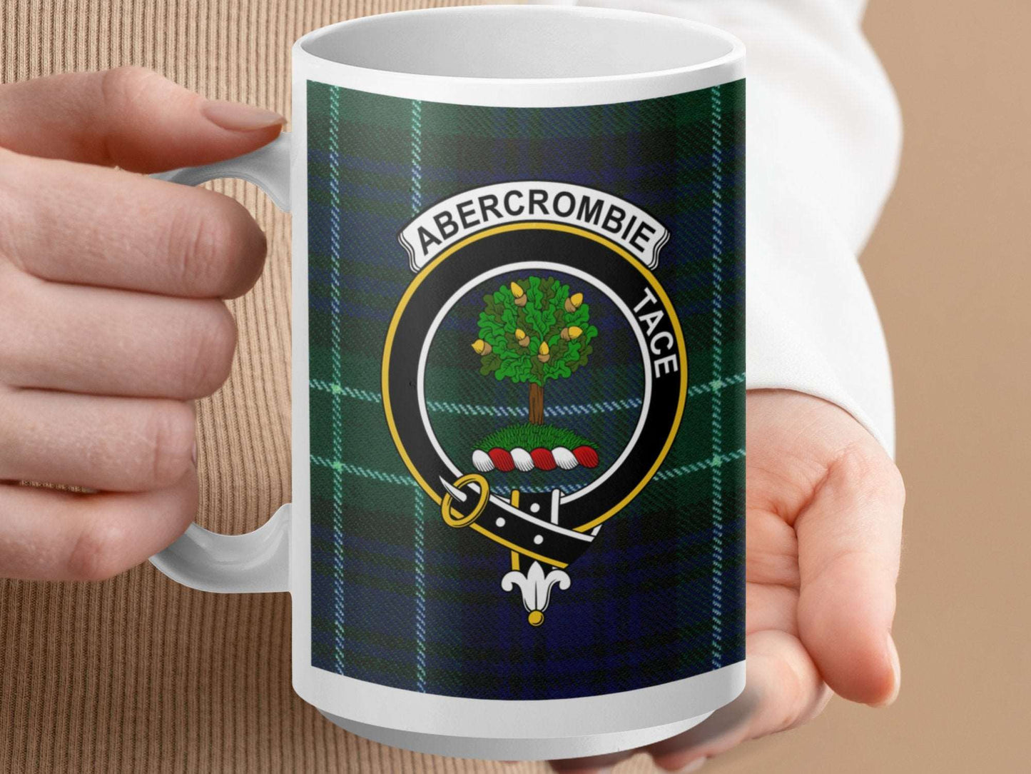 Abercrombie Clan Crest Tartan Pattern Mug - Living Stone Gifts