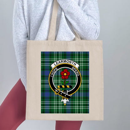 Clan Learmonth Scottish Crest Tartan Tote Bag - Living Stone Gifts