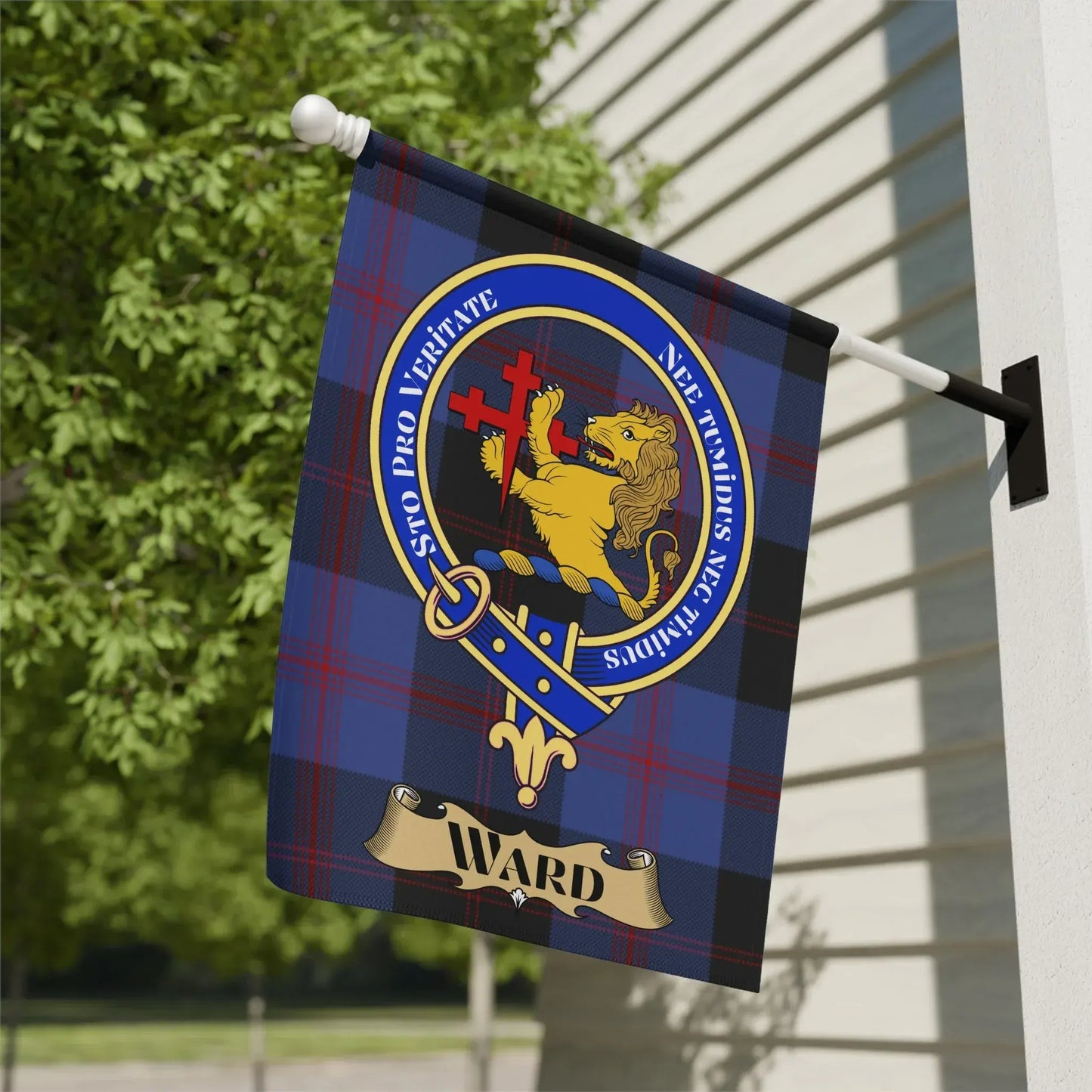 Personalized Family Crest Plaid Garden Flag product