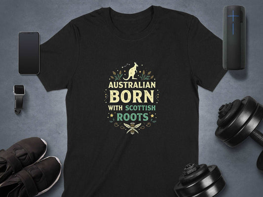 Australian Born With Scottish Roots Vibrant T-Shirt - Living Stone Gifts