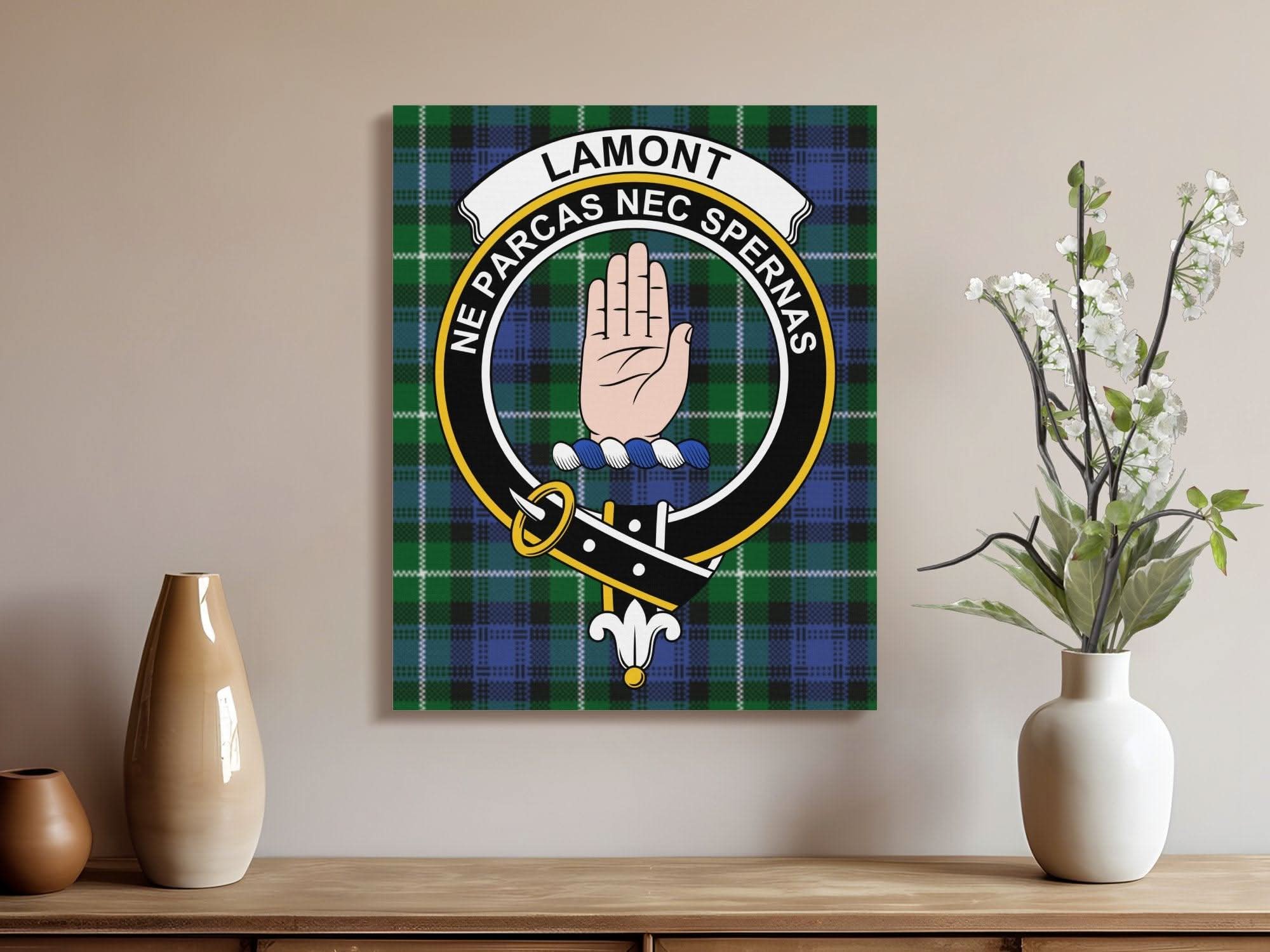 Lamont Scottish Tartan Crest Canvas - Celtic Ancestry Gifts