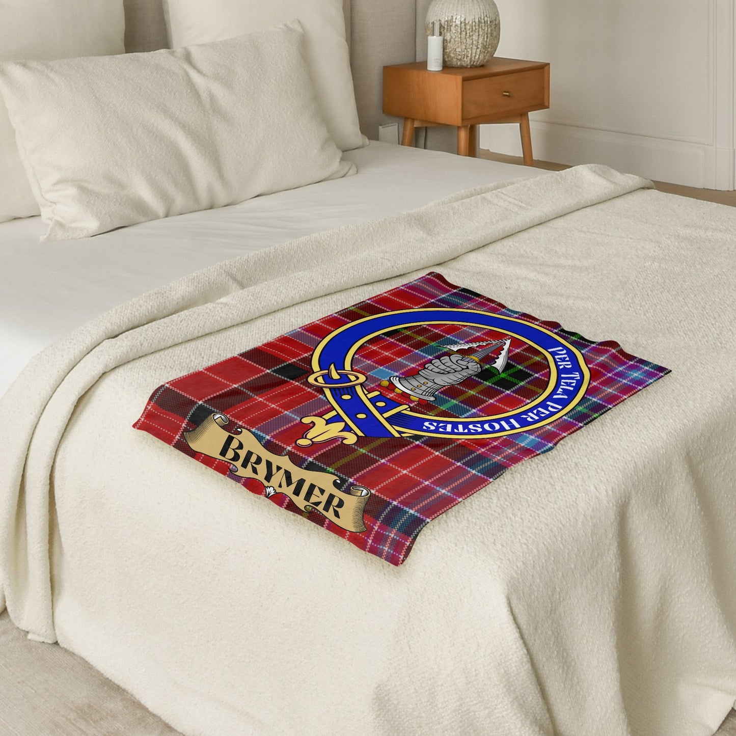 Clan Brymer Crest Scottish Tartan Throw Blanket - Living Stone Gifts