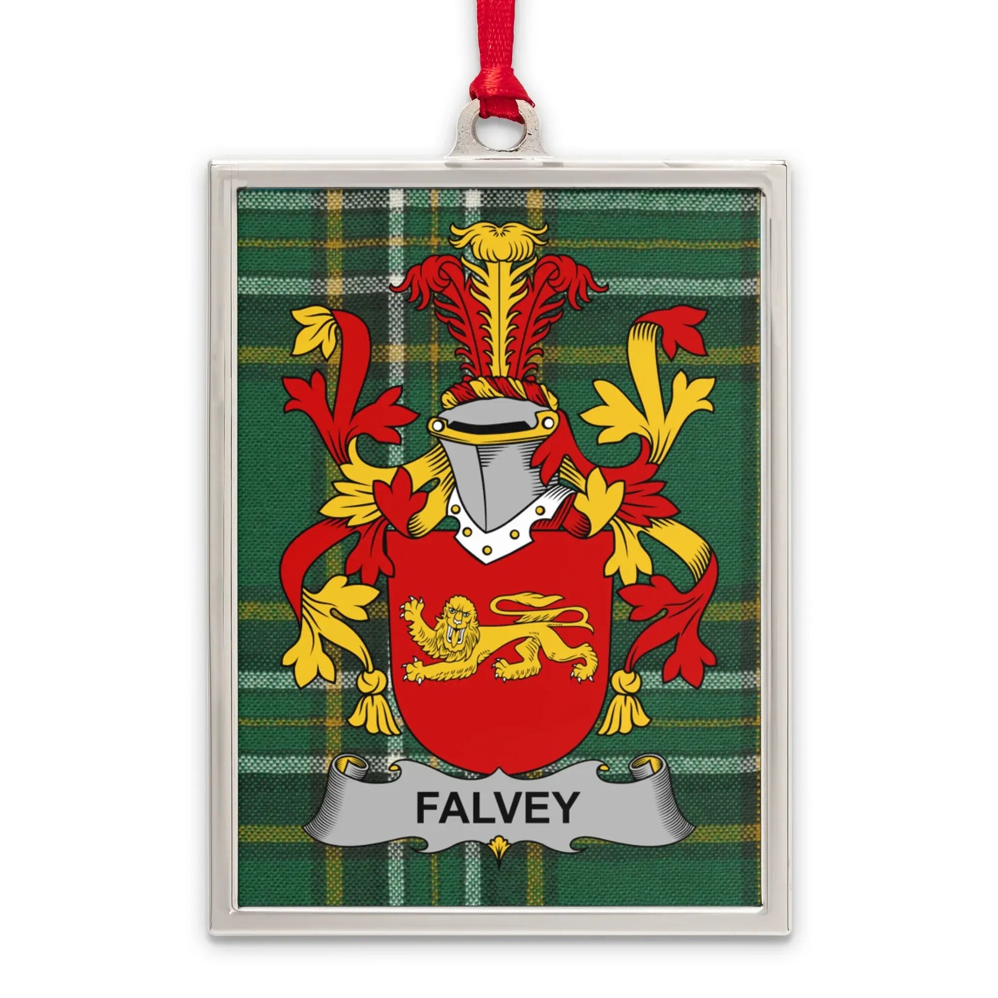 Falvey Family Crest Plaid Background Ornament product type