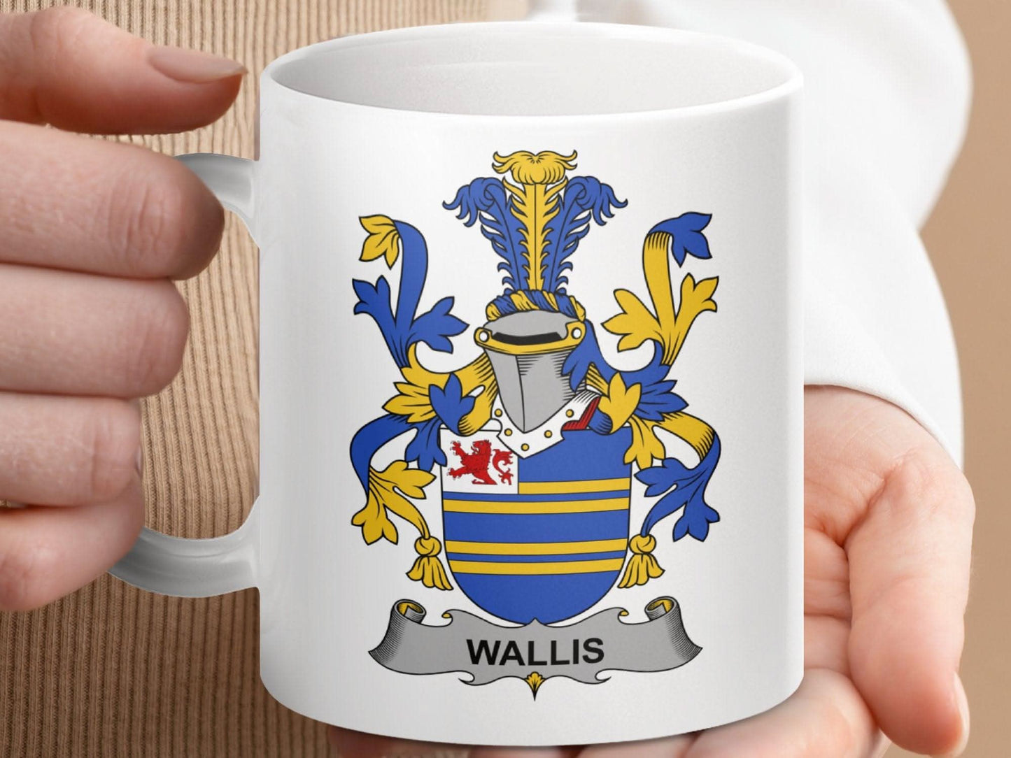 Wallis Family Crest Heraldic Coat of Arms Mug - Celtic Ancestry Gifts