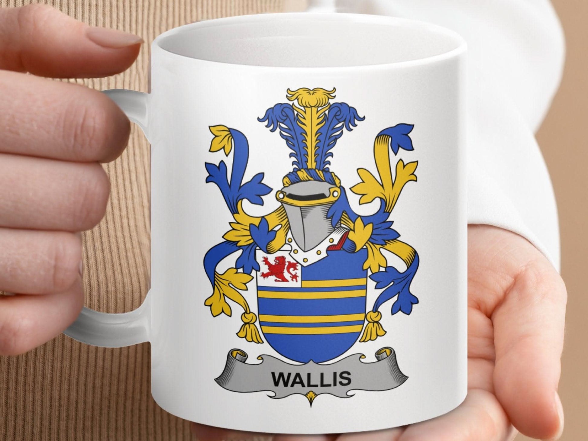 Wallis Family Crest Heraldic Coat of Arms Mug - Celtic Ancestry Gifts