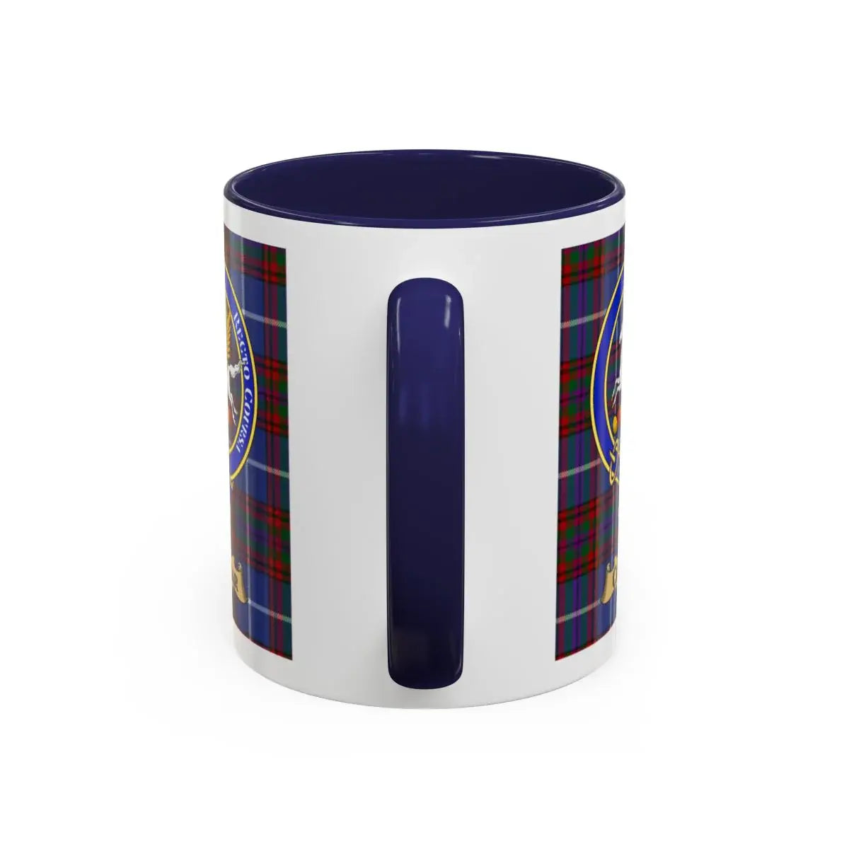 Navy Blue Plaid Mug with Tartan Shield Design Mug
