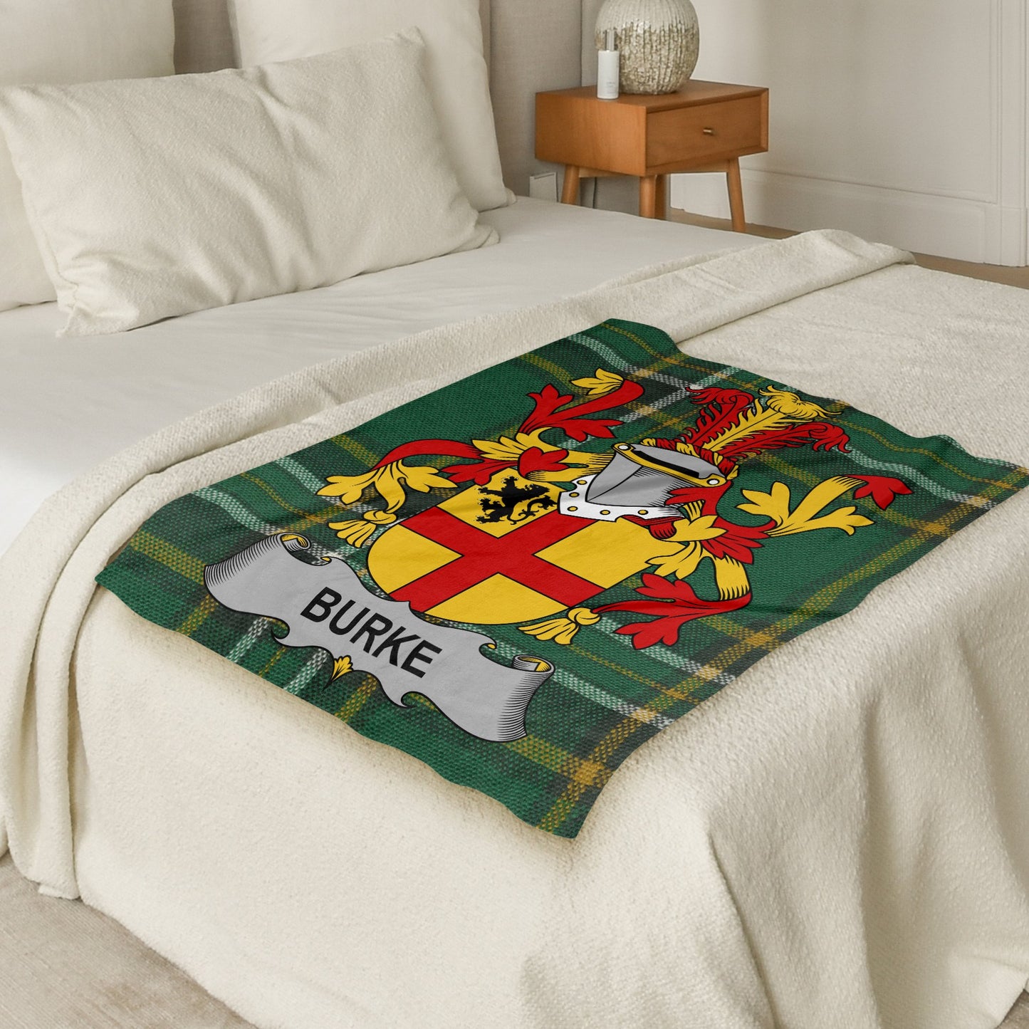 Burke Surname Irish Tartan Throw Blanket - Living Stone Gifts