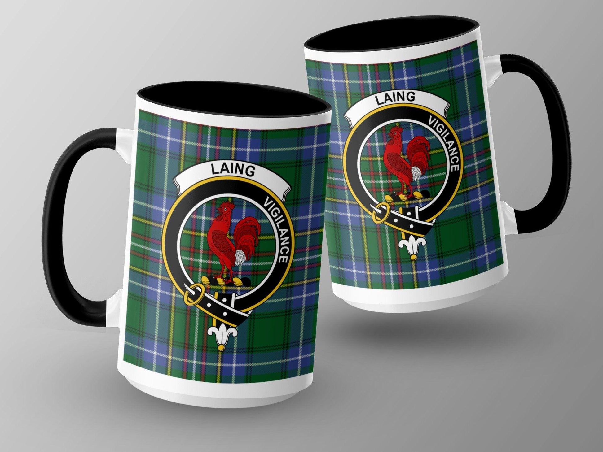 Clan Laing Vigilance Scottish Crest Tartan Plaid Mug - Living Stone Gifts