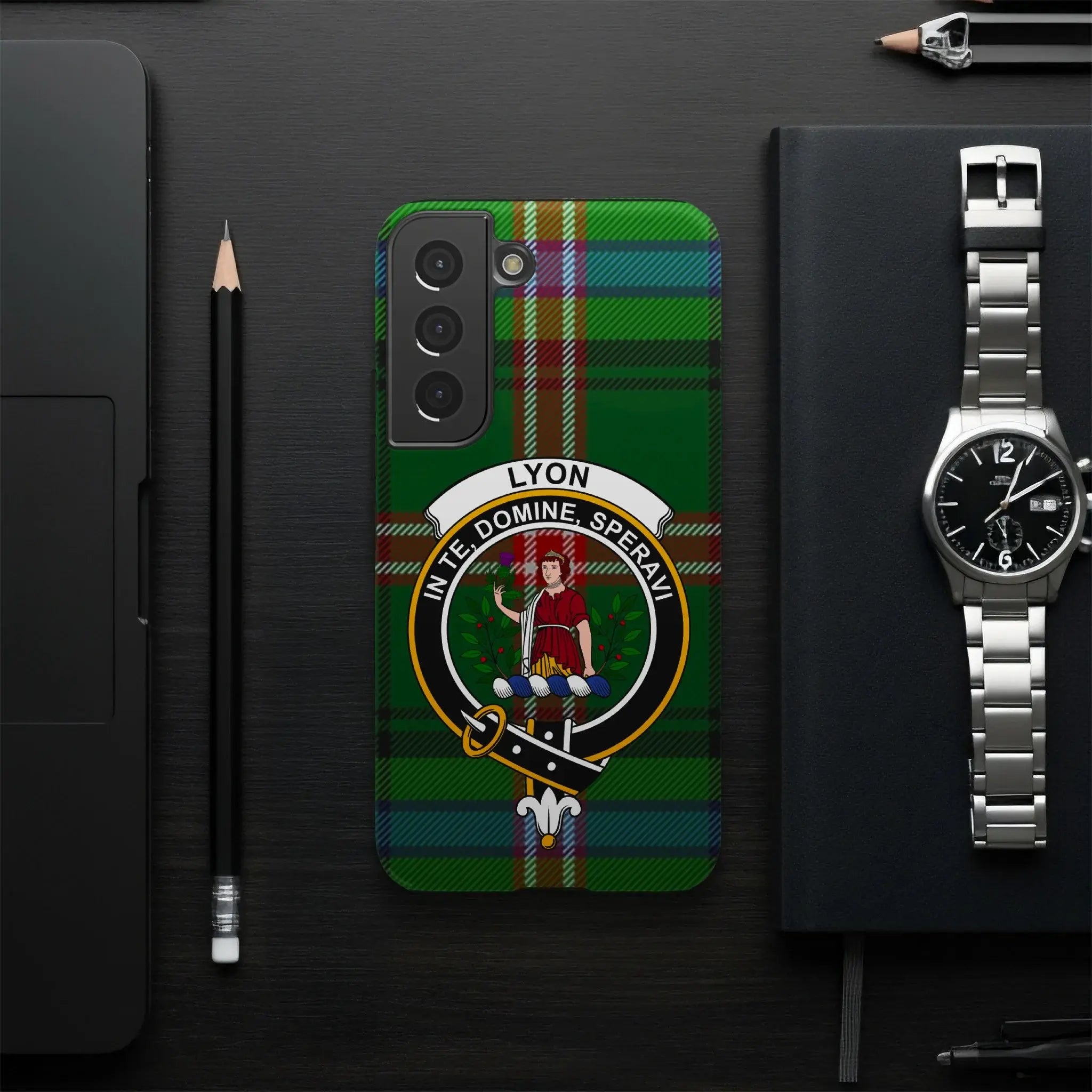 Clan Lyon tartan phone case — Samsung Galaxy fit, slim impact-resistant glossy case