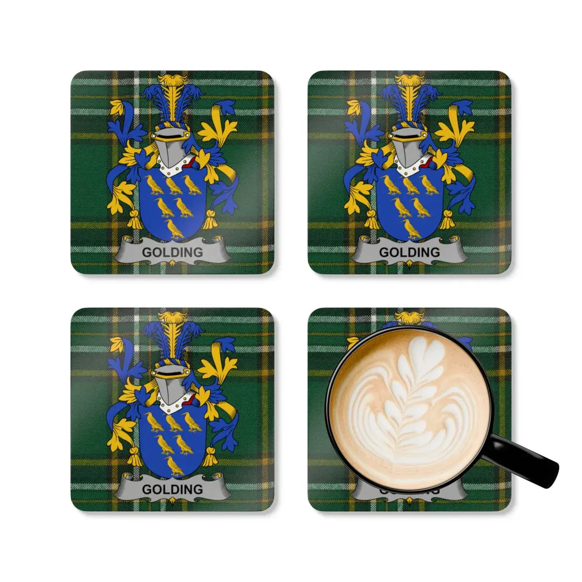 Royal Blue Crest Plaid Design Coaster product