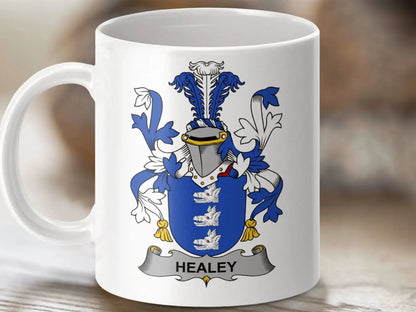 Healey Surname Irish Family Crest Mug - Celtic Ancestry Gifts