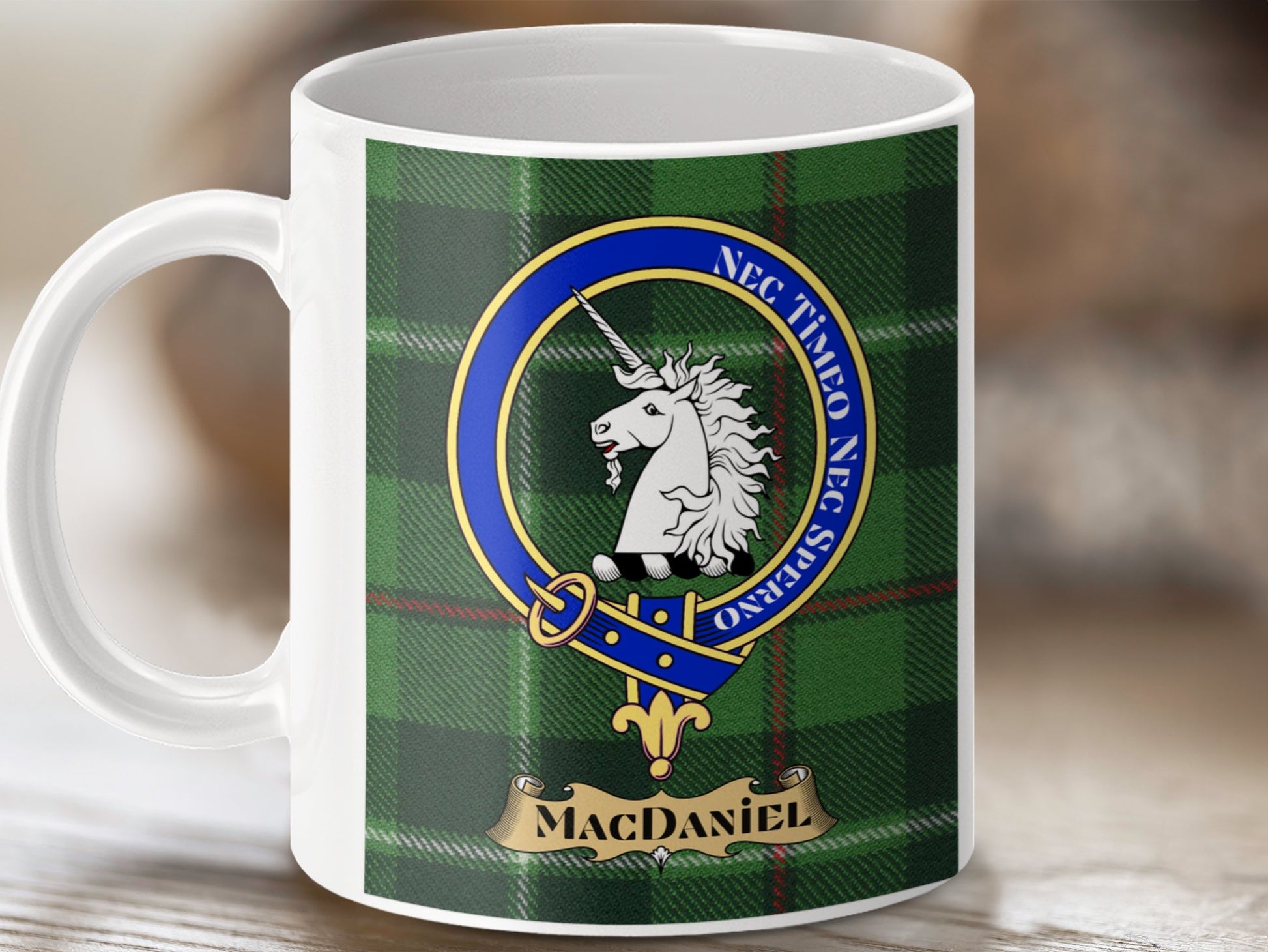 Clan MacDaniel Scottish Tartan Crest Design Mug - Living Stone Gifts