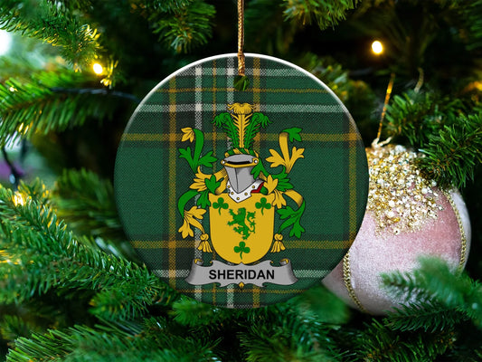 Sheridan Family Crest Green Plaid Holiday Ornament product type