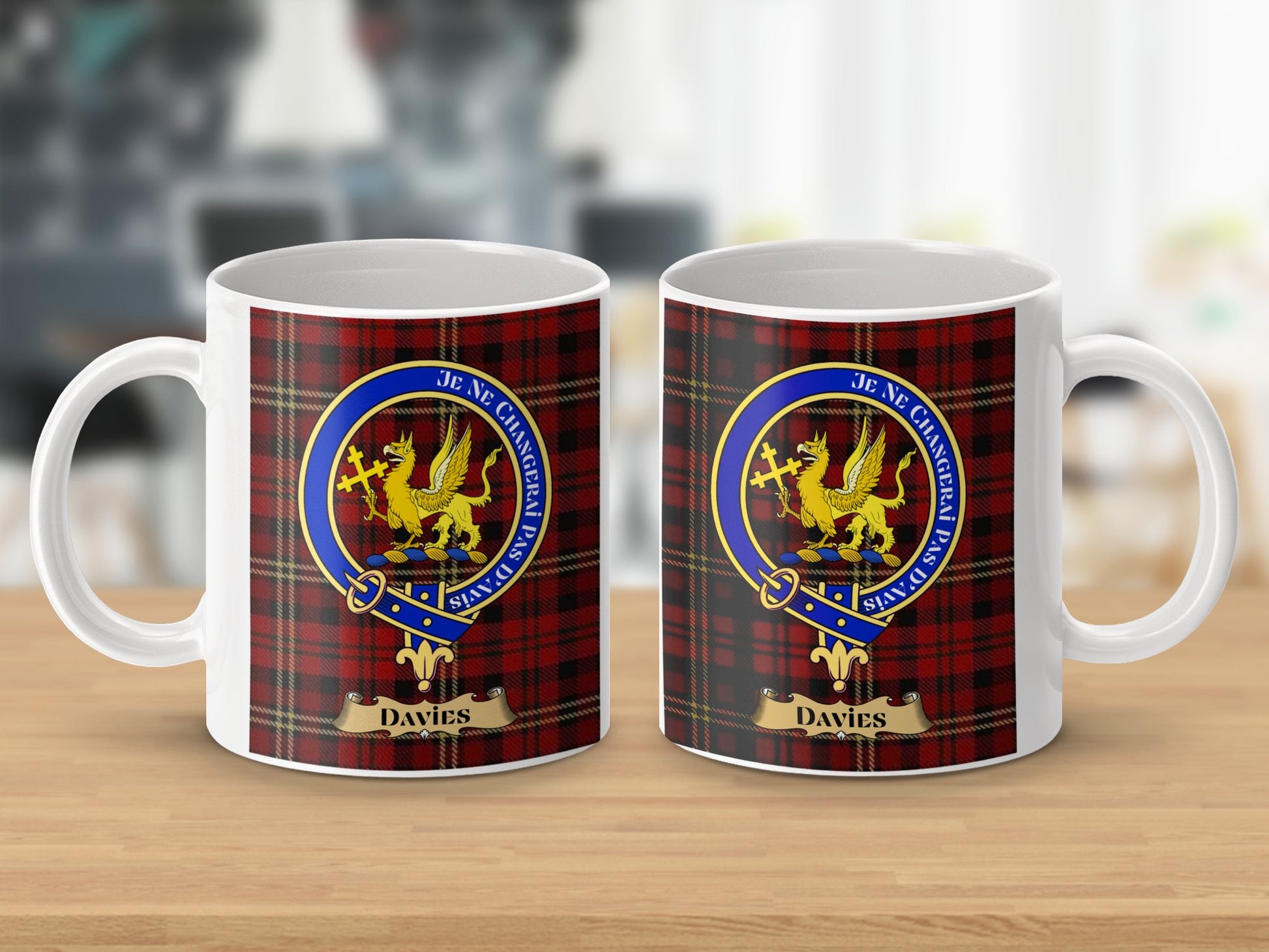 Clan Davies Scottish Tartan Crest Mug - Living Stone Gifts