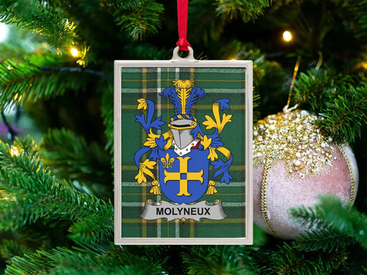 Molyneux Family Crest Green Plaid Rectangular Ornament product