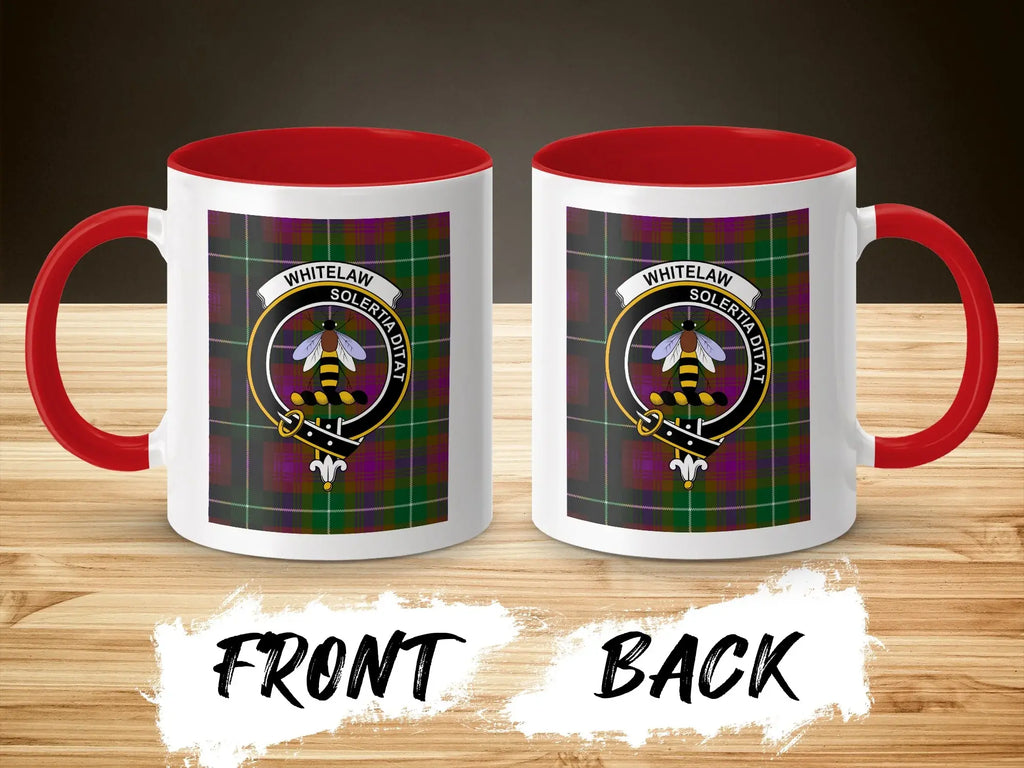 Whitelaw Family Crest Tartan Pattern Ceramic Mug