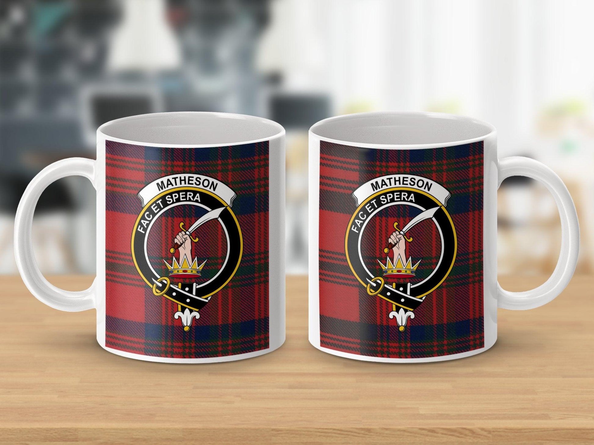 Matheson Scottish Clan Crest Tartan Large Ceramic Mug - Living Stone Gifts