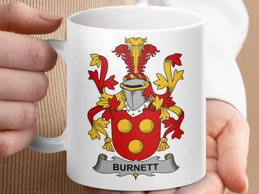 Burnett Surname Irish Family Crest Heritage Graphic Mug - Celtic Ancestry Gifts