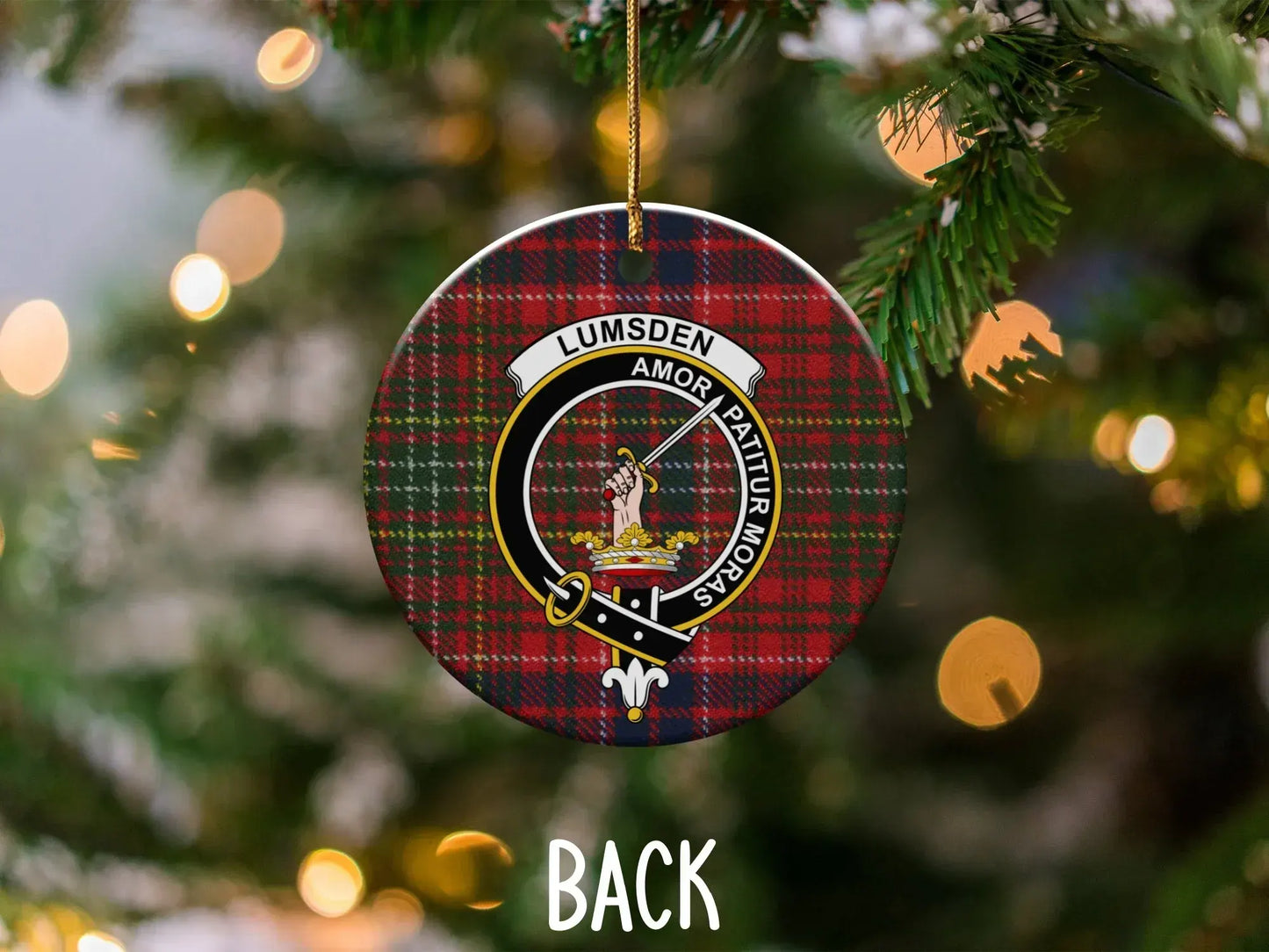 Lumsden Clan Tartan Christmas Ornament Back product type