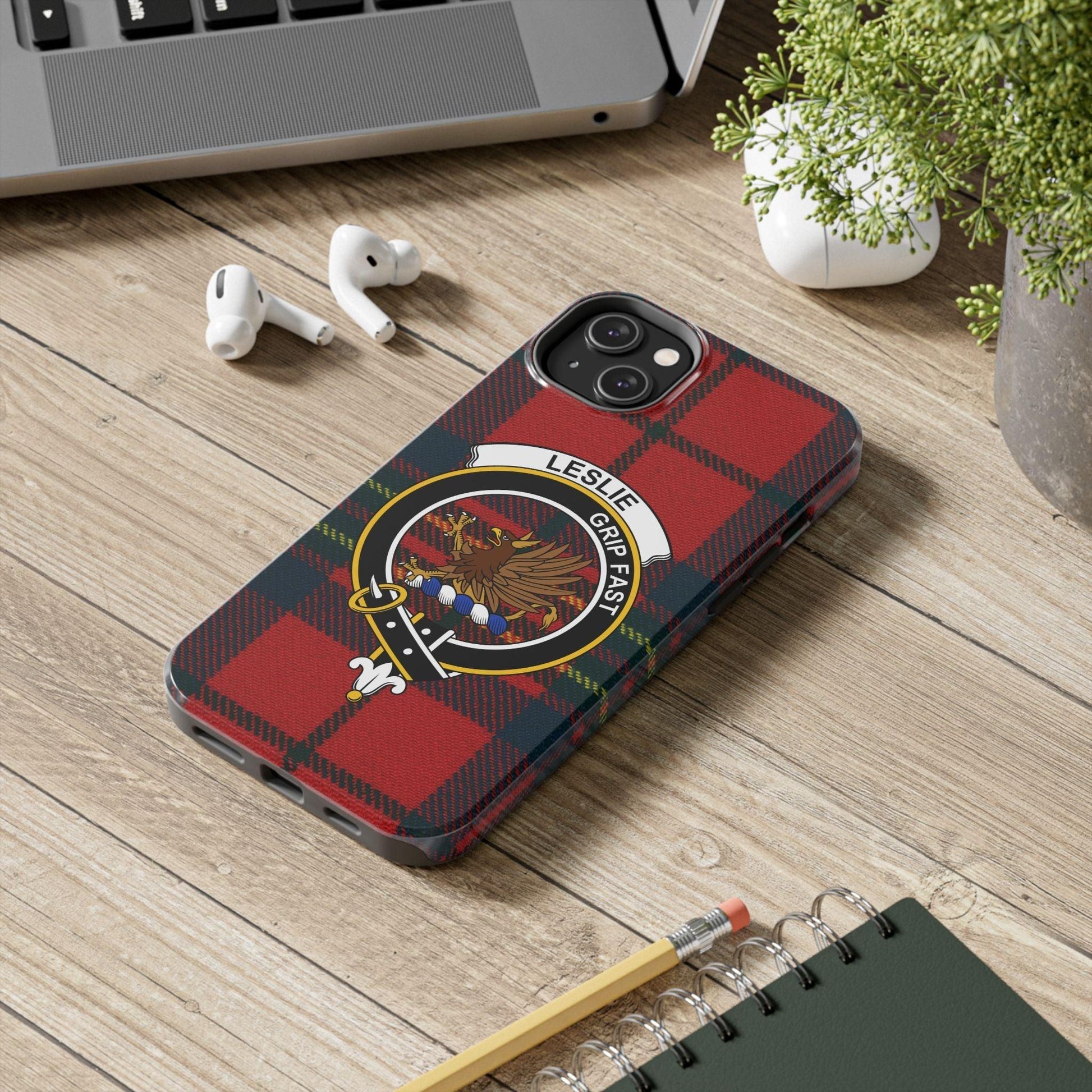 Leslie Clan Crest Scottish Tartan cell phone case - Celtic Ancestry Gifts