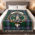 Russell clan tartan woven blanket — 100% cotton with Virtus Sine Macula crest