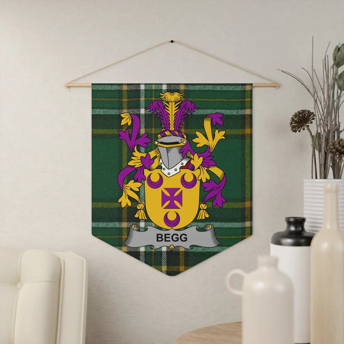 Custom Family Crest Shield Tartan Wall Hanging product