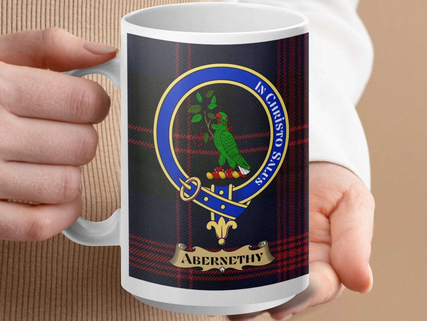 Abernethy Clan Crest Mug with Vibrant Scottish Tartan Design Mug - Living Stone Gifts